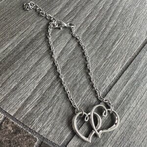 Interlinked Hearts Silver Adjustable Bracelet